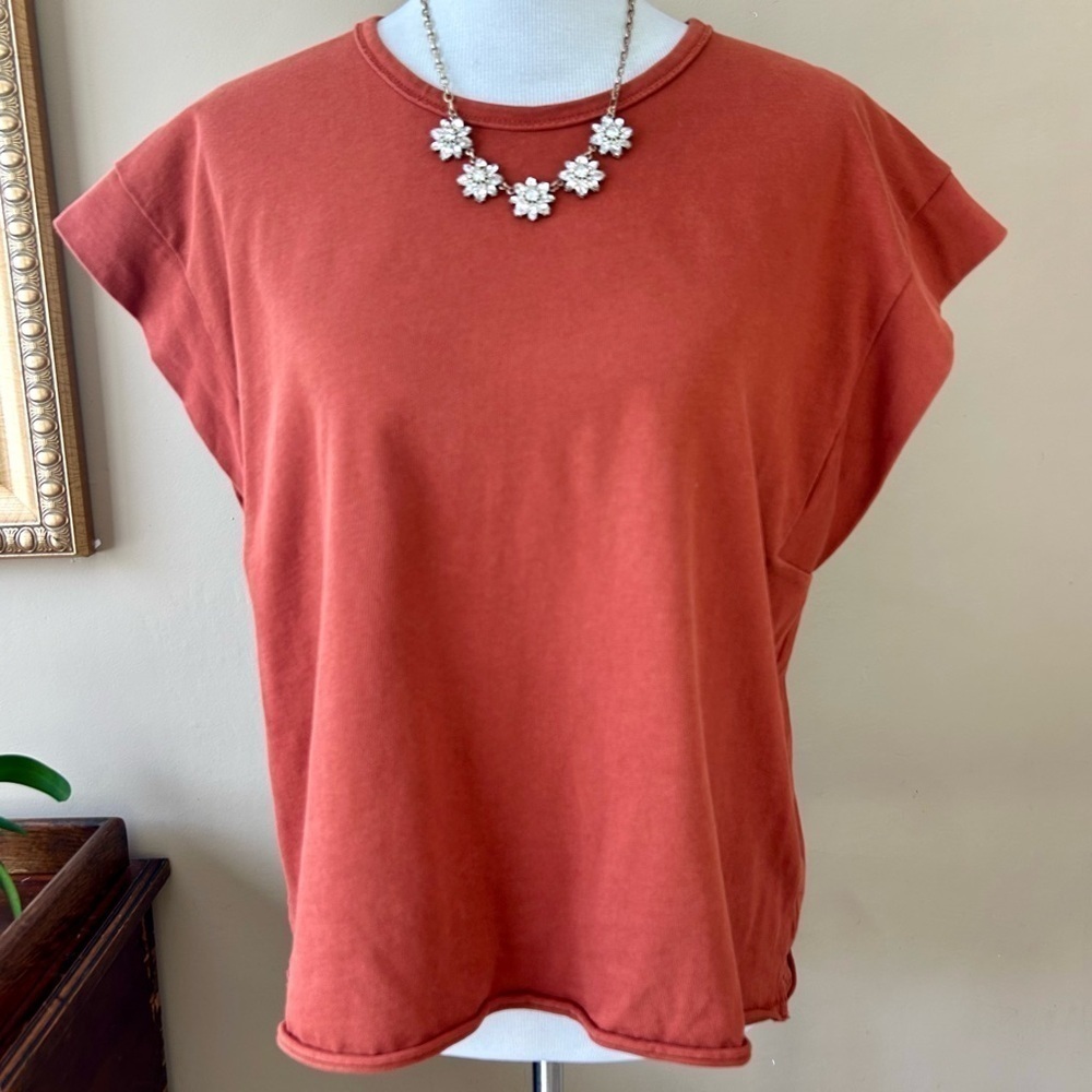 Rag & Bone Ryder Muscle T-Shirt Tee Tank Paprika Brick Red Size Medium - Picture 3 of 14